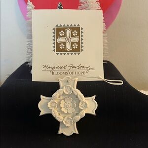 Margaret Furlong BLOOMS of HOPE Vintage Ornament Floral wreath center of cross